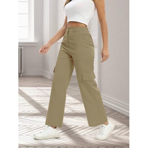 Toplot Cotton Multi-Pocket Cargo Pant For Women (Straight-Cargo-5191-Gold-36) Brown