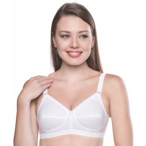 Trylo Women's Cotton T-Shirt Bra Women's Non-Wired Bra (Sarita_White_40C)