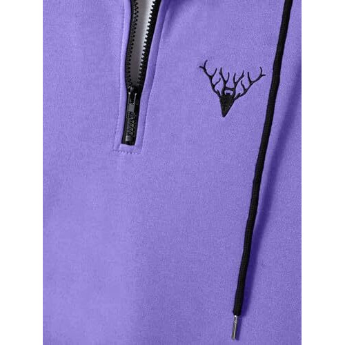 Toplot Men's Woolen Blend Solid Hoodie With Hooded Neck (Zip-Hoodie-5146-Purple-L)