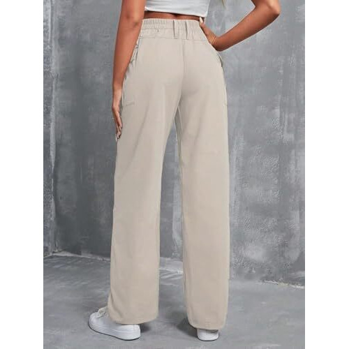 Toplot Cotton Solid Multi-Pocket Cargo Pant For Women (Wide-Leg-Cargo-5195-Off White-32)