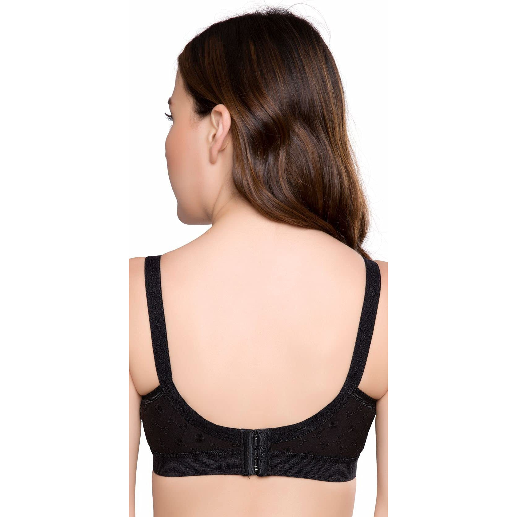 Trylo Women's Cotton T-Shirt Bra Women's Non-Wired Bra (Krutika Chiken_Black_42D)