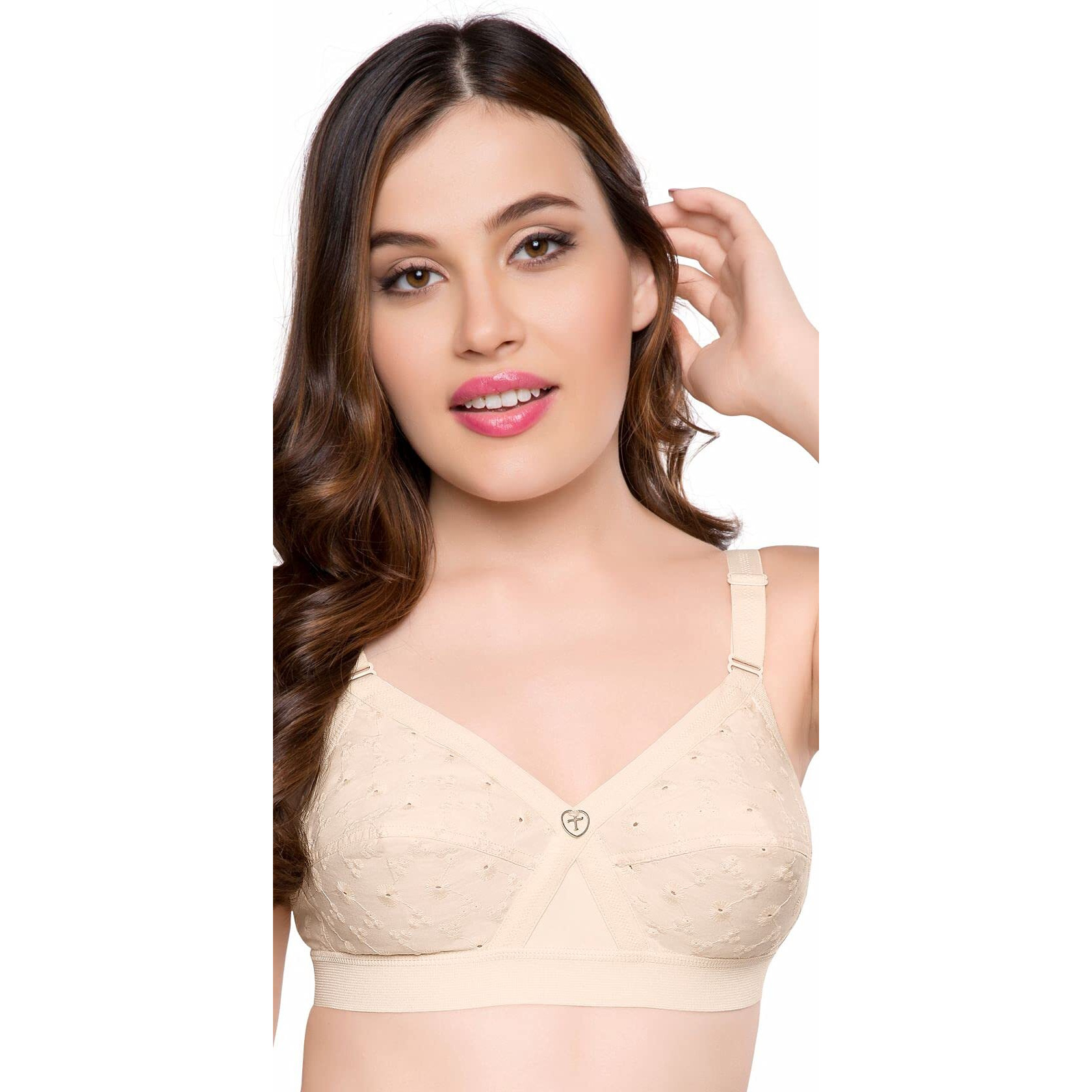 Trylo Women's Non-Wired Bra (Krutika Chiken_Skin_44E)