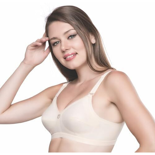 Trylo Women's Cotton T-Shirt Bra Women's Non-Wired Bra (Sarita_Skin_36C)