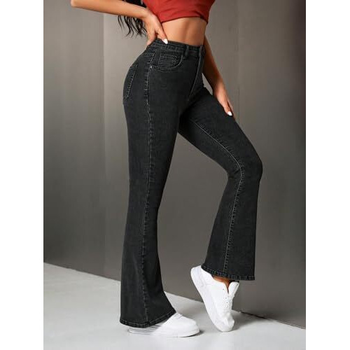 Toplot Jeans For Women || Bootcut Jeans || Regular Pant Baggy High Waist (Jeans-5155-Grey-28)