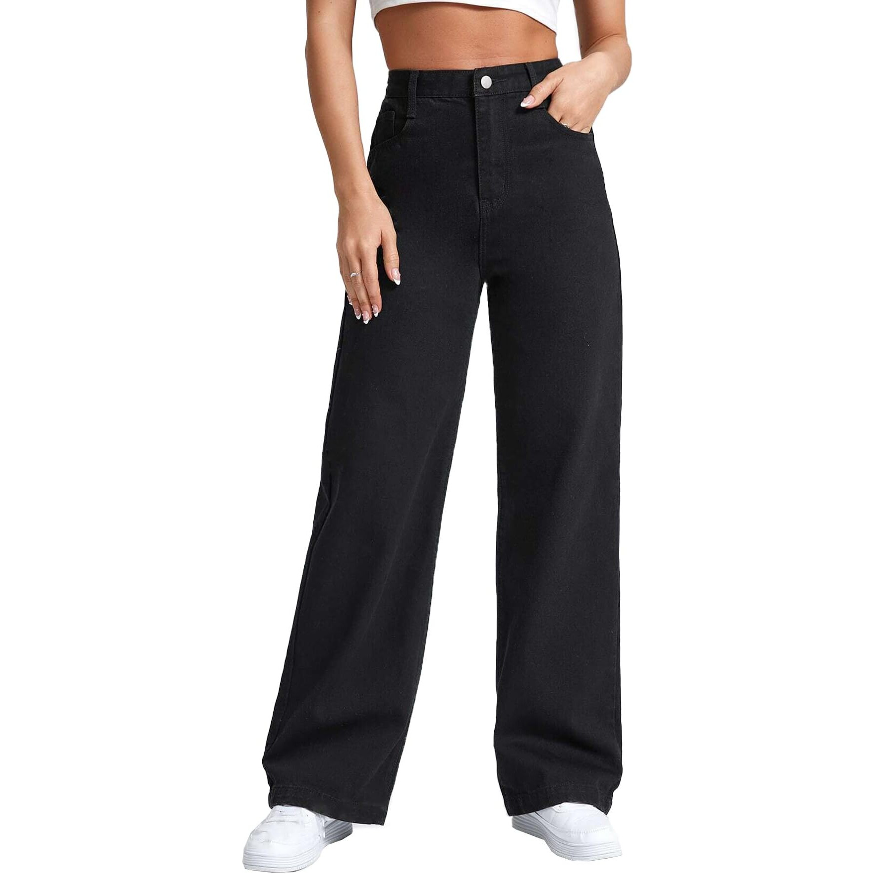 Toplot Jeans For Women || Women High Rise || Wide Leg Pants || Bell Bottom Jeans (Straight-Jeans-5204-Black-32)