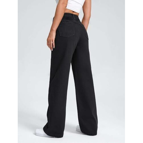 Toplot Jeans For Women || Women High Rise || Wide Leg Pants || Bell Bottom Jeans (Straight-Jeans-5204-Black-32)
