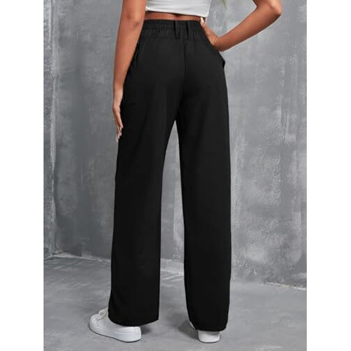 Toplot Cotton Solid Multi-Pocket Cargo Pant For Women (Wide-Leg-Cargo-5195-Black-34)