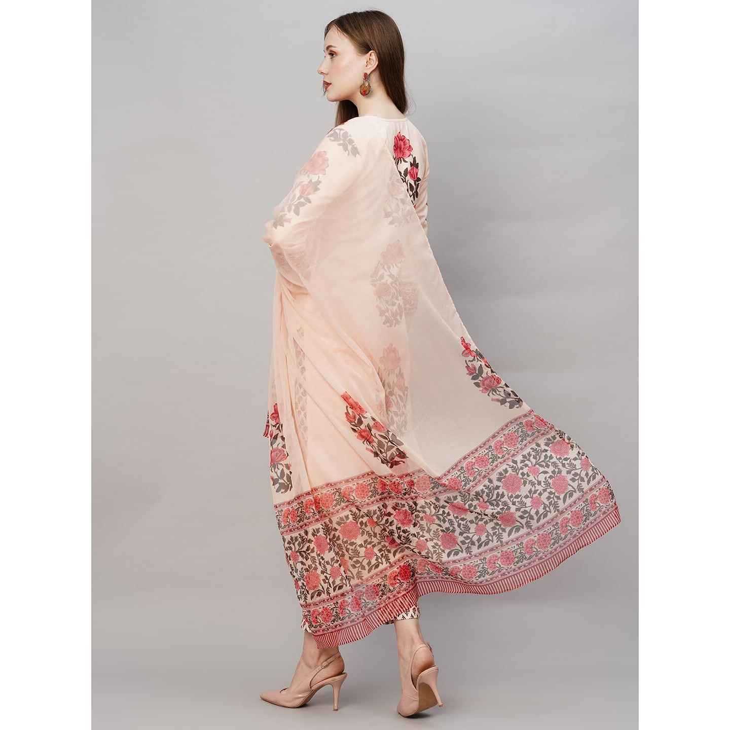 Gosriki Women's Rayon Blend Straight Printed Kurta With Pant & Dupatta (Actual-Cream-Nw-Gs_L_Cream_Large)