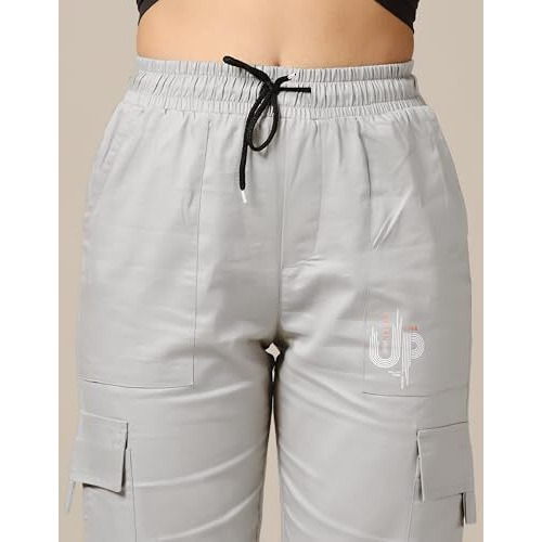 Toplot Cotton Multi-Pocket Cargo Pant For Women (Women-Up-Cargo-5178-Silver-40)