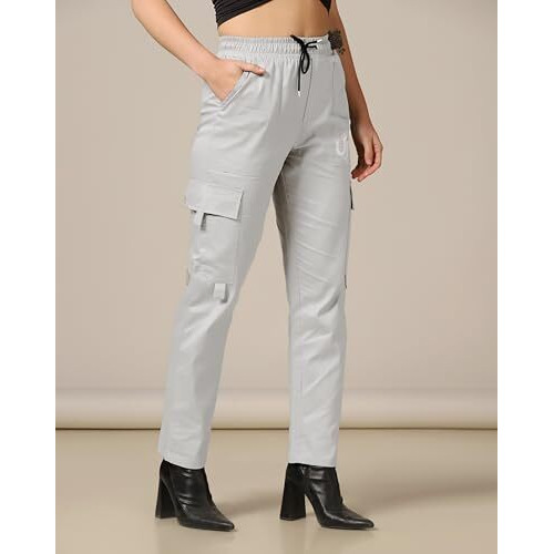 Toplot Cotton Multi-Pocket Cargo Pant For Women (Women-Up-Cargo-5178-Silver-40)