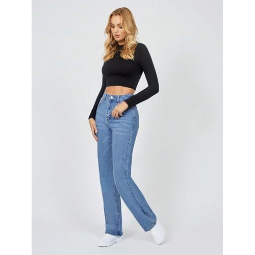 Toplot Straight Leg Jeans For Women (Jeans-Denim-5156-Light Wash-34)