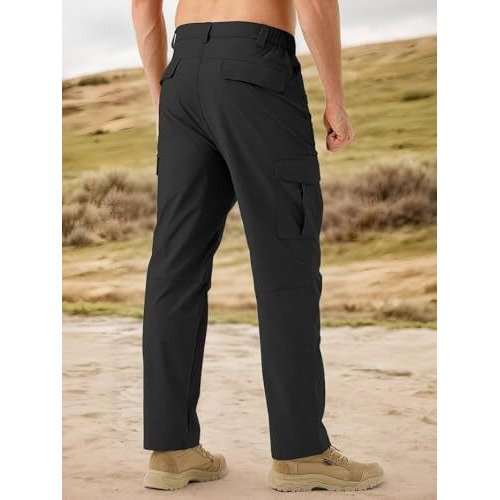 Toplot Men's Functional Straight-Fit Cargo Pants (Men-Zip-Cargo-5216-Black-36)