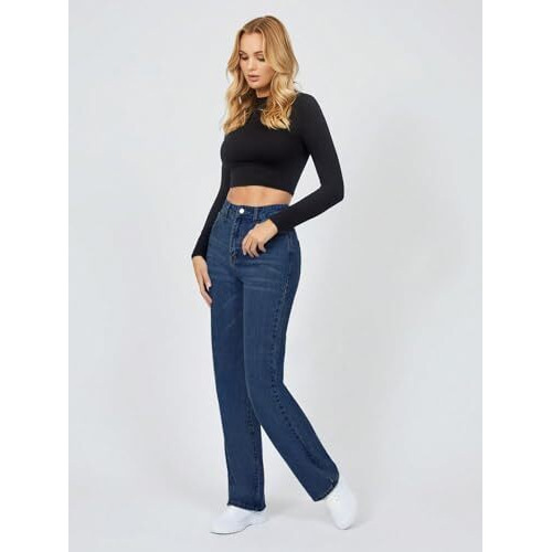 Toplot Straight Leg Jeans For Women (Jeans-Denim-5156-Dark Wash-36)