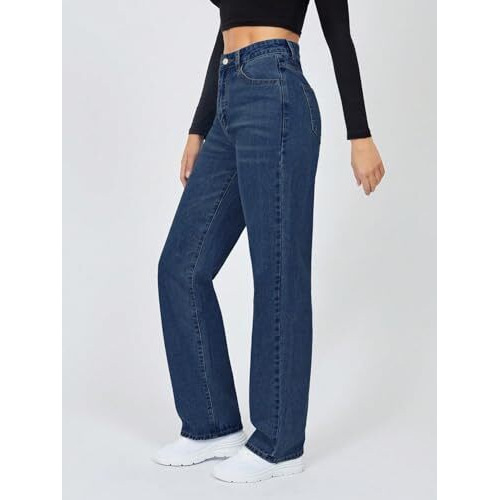 Toplot Straight Leg Jeans For Women (Jeans-Denim-5156-Dark Wash-36)