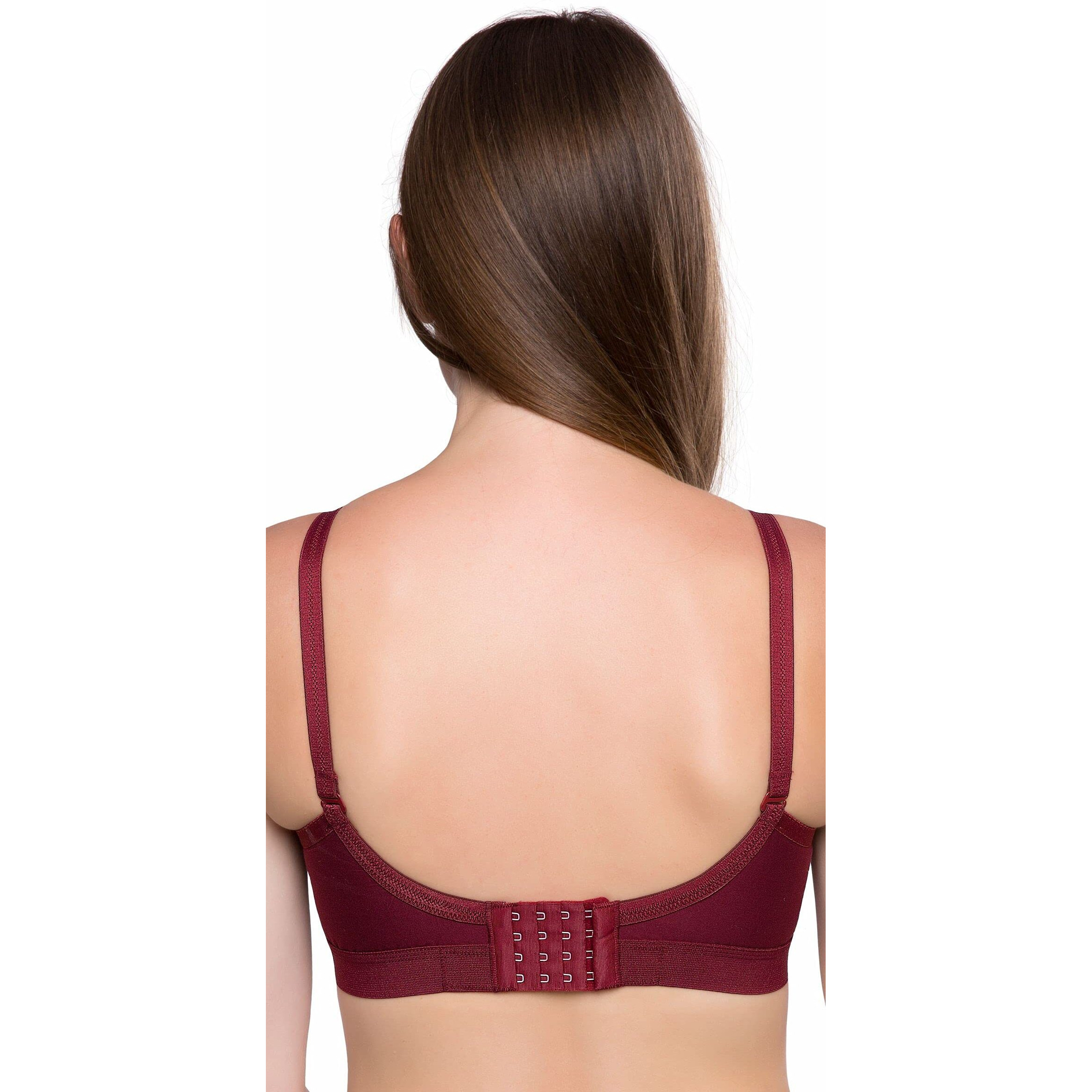 Trylo Women's Cotton T-Shirt Bra Women's Non-Wired Bra (Krutika Plain_Marun_38E)