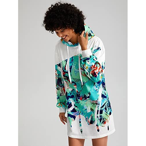 Toplot Women's Woolen Long Typographic Printed White Hoodie With Hooded Neck (T-Hoodie-5051-Rama-M)