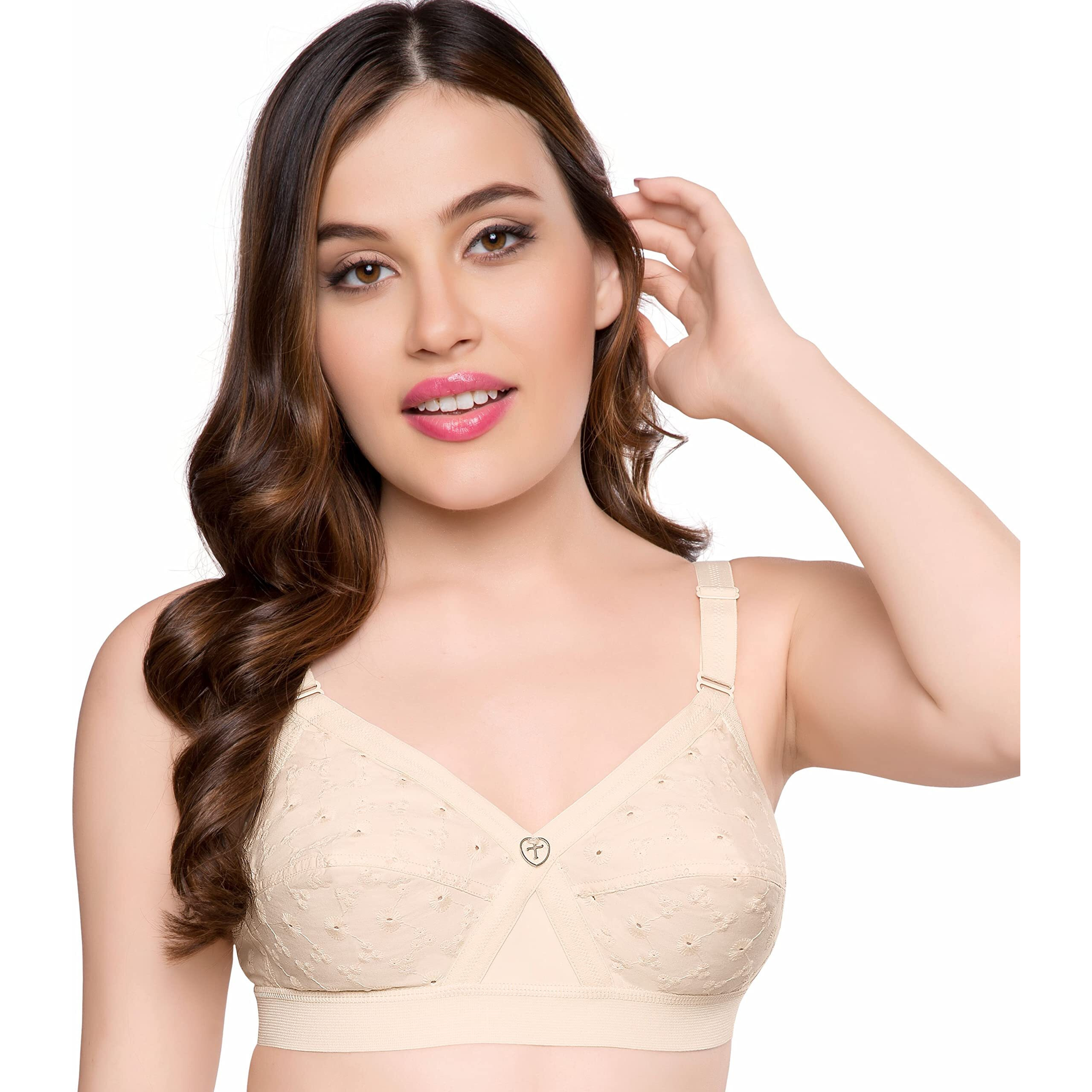 Trylo Women's Non-Wired Bra (Krutika Chiken_Skin_42H)
