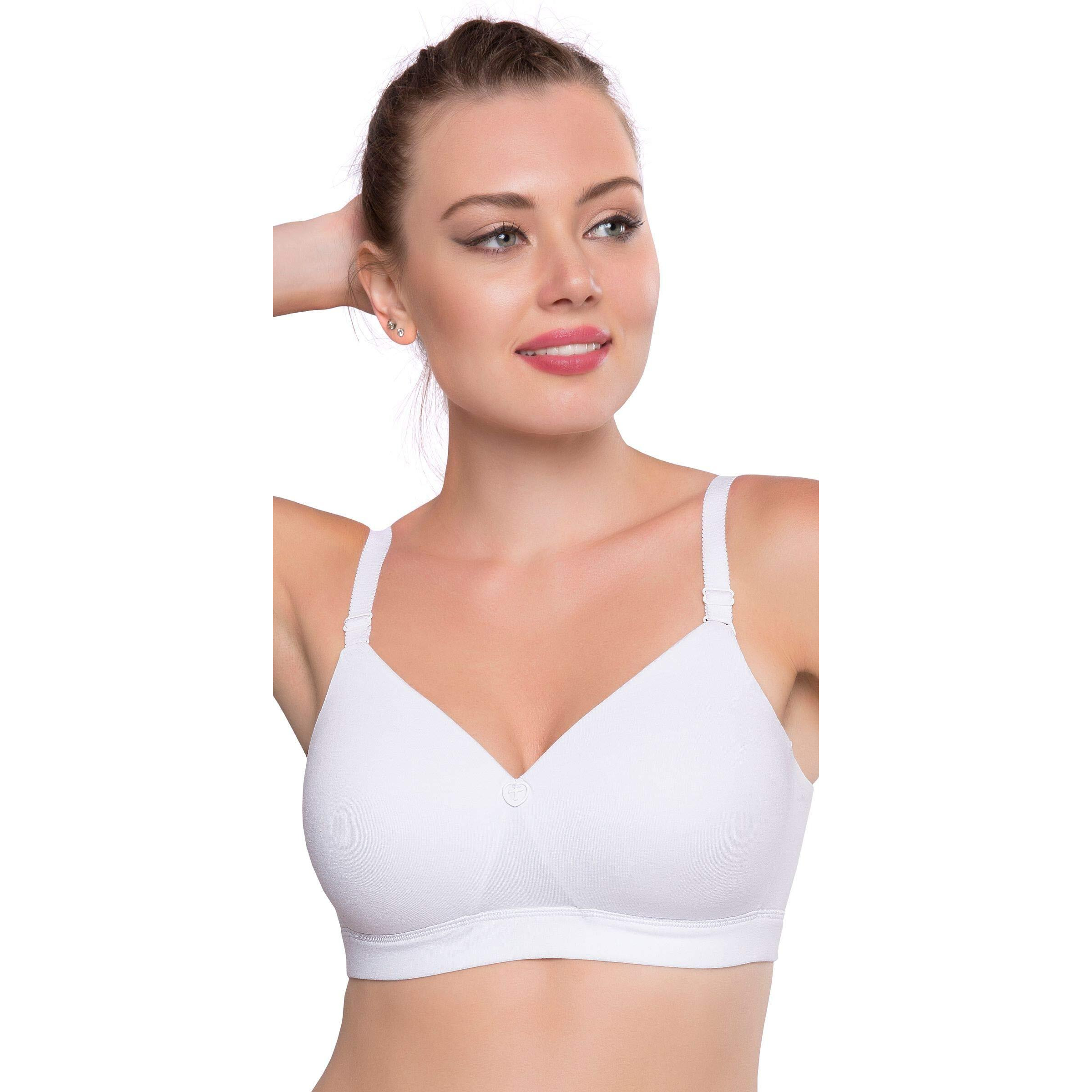 Trylo Women's Non-Wired Bra (Bestie_White_34E)