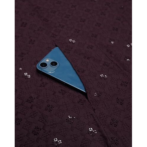 Toplot Kurta For Men || Men's Ethnic Wear Sequin Embroidered Cotton Blend Kurta Set || Men's Kurta (Men-Seq-Kurta-Set-5209-Wine-Xxl)