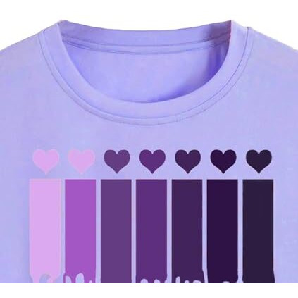 Toplot Heart Printed Round Neck Crop Top For Women (Small-Heart-Top-5203-Purple-Xs)