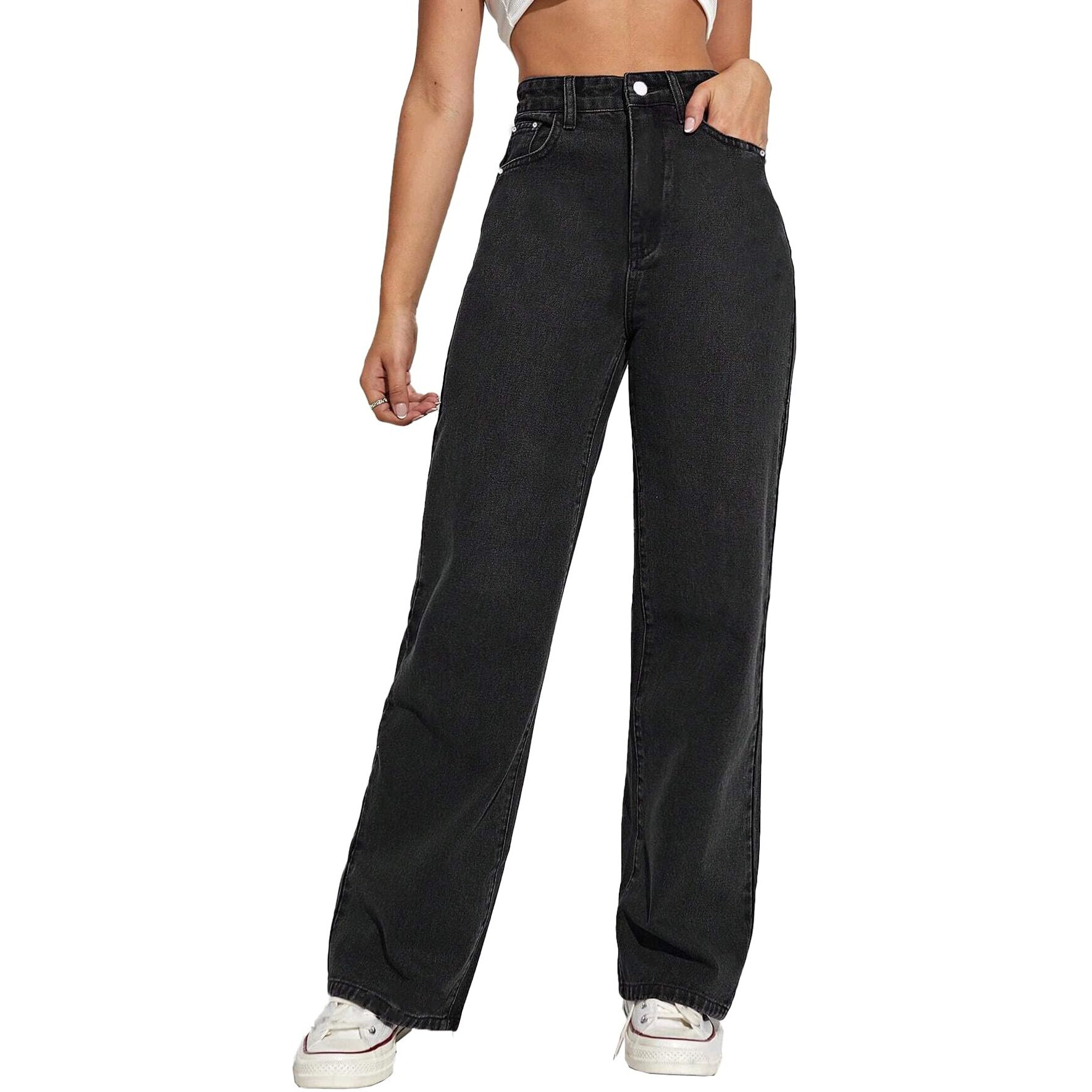 Toplot Jeans For Women || Women High Rise || Wide Leg Pants || Bell Bottom Jeans (Straight-Jeans-5204-Grey-32)