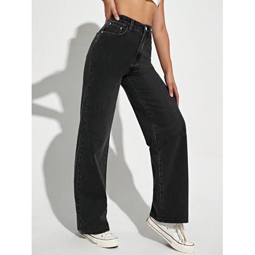 Toplot Jeans For Women || Women High Rise || Wide Leg Pants || Bell Bottom Jeans (Straight-Jeans-5204-Grey-32)