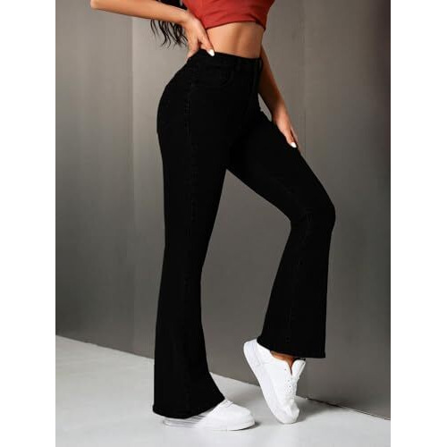 Toplot Jeans For Women || Bootcut Jeans || Regular Pant Baggy High Waist (Jeans-5155-Black-32)