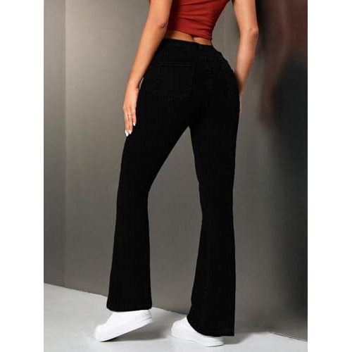 Toplot Jeans For Women || Bootcut Jeans || Regular Pant Baggy High Waist (Jeans-5155-Black-32)