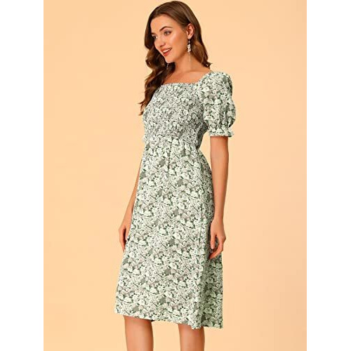 Toplot Dresses For Women Knee Length With Floral Print(Dress-5107-Grey-S)