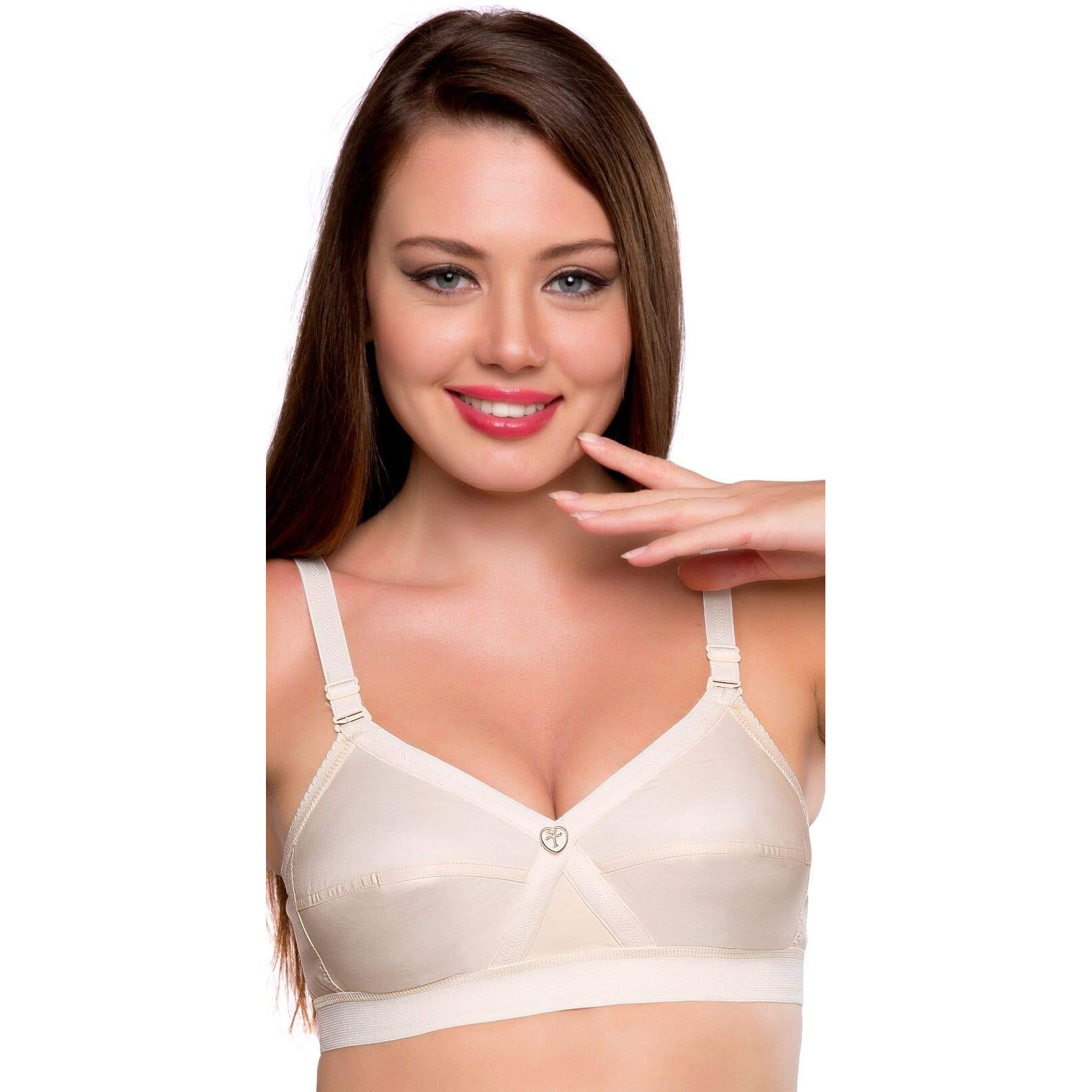Trylo Women's Non-Wired Bra (Krutika Plain_Skin_34D)