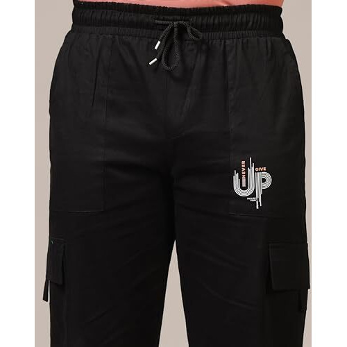 Toplot Cotton Multi-Pocket Cargo Pant For Men (Men-Up-Cargo-5178-Black-34)