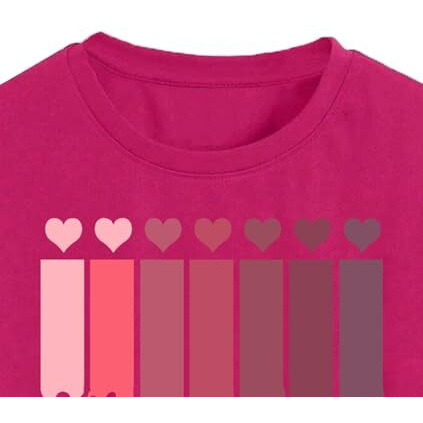 Toplot Heart Printed Round Neck Crop Top For Women (Small-Heart-Top-5203-Pink-Xs)