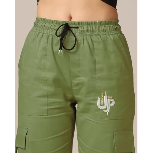 Toplot Cotton Multi-Pocket Cargo Pant For Women (Women-Up-Cargo-5178-Green-40)