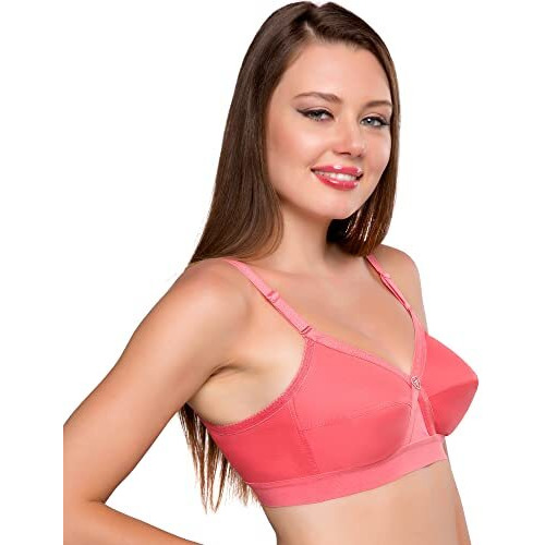 Trylo Women's Cotton T-Shirt Bra Women's Non-Wired Bra (Krutika Plain_Coral_38D)
