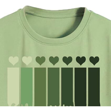 Toplot Heart Printed Round Neck Crop Top For Women (Small-Heart-Top-5203-Pista-Xs)
