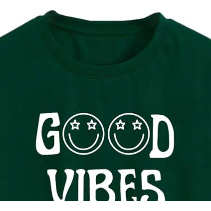 Toplot Text Printed Round Neck Crop Top For Women (Vibes-Crop-Top-5202-Olive-M)