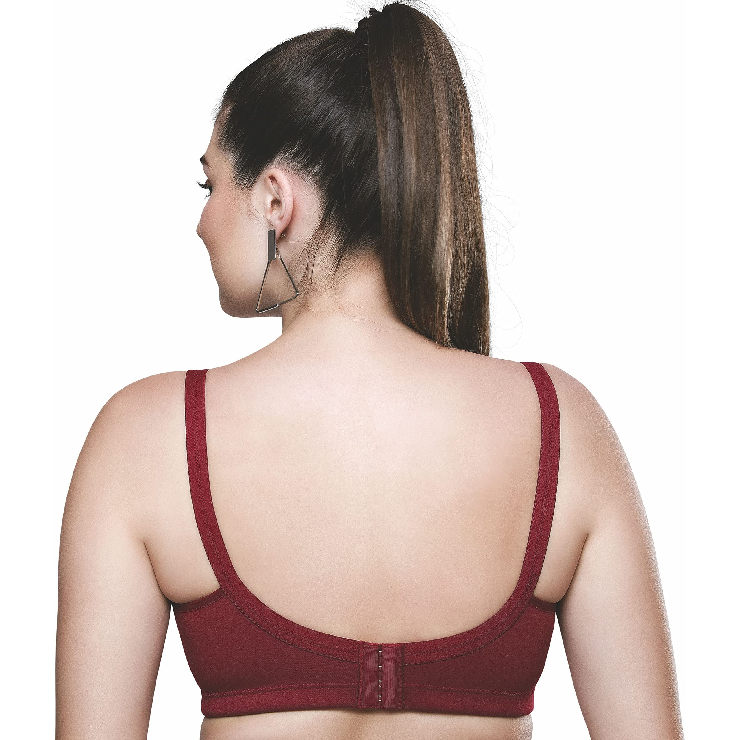 Trylo Riza Superfit Women's Non Wired Non Padded Dual Layered Premium Fabric Bra Available In C To G Cups,Sizes 32 To 42 & Available In 8 Color Ruby