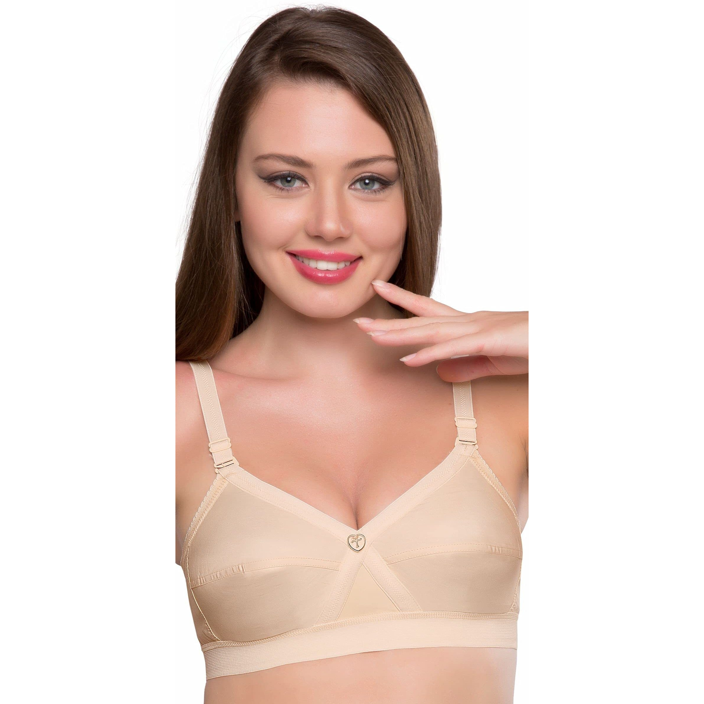Trylo Women's Non-Wired Bra (Krutika Plain_Skin_42F)