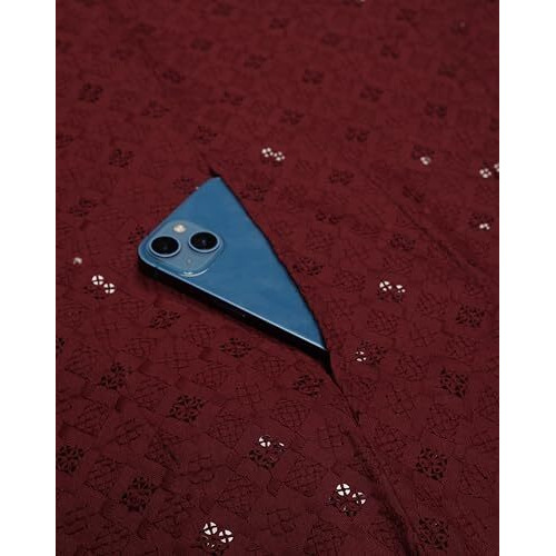 Toplot Kurta For Men || Men's Ethnic Wear Sequin Embroidered Cotton Blend Kurta Set || Men's Kurta (Men-Seq-Kurta-Set-5209-Maroon-S)