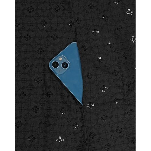 Toplot Kurta For Men || Men's Ethnic Wear Sequin Embroidered Cotton Blend Kurta Set || Men's Kurta (Men-Seq-Kurta-Set-5209-Black-Xl)