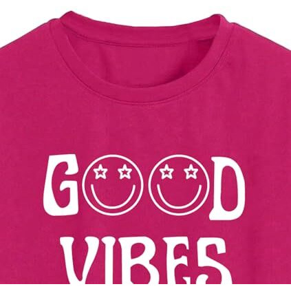 Toplot Text Printed Round Neck Crop Top For Women (Vibes-Crop-Top-5202-Pink-Xs)