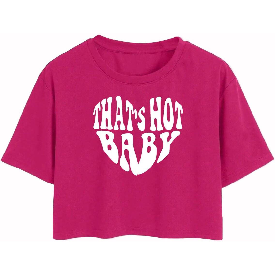 Toplot Text Printed Round Neck Crop Top For Women (Baby-Crop-Top-5200-Pink-M)