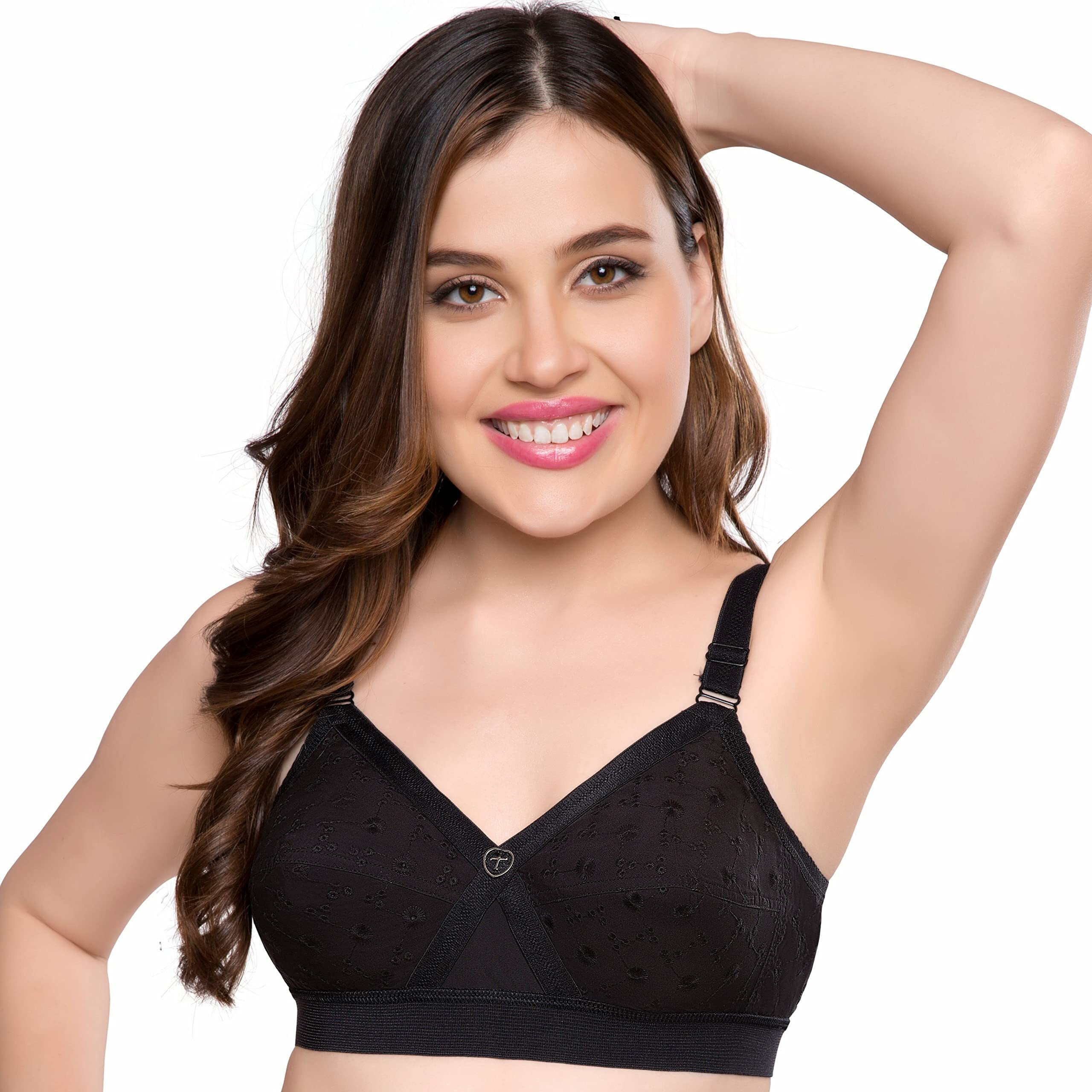 Trylo Women's Non-Wired Bra (Krutika Chiken_Black_42F)