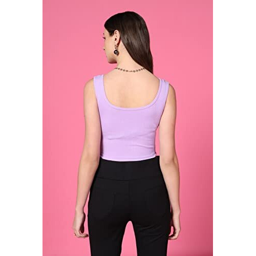 Toplot Women's Combo Solid Ribbed Scoop Neck Sleeveless Slim Fit Tank Top Pack Of 2 (Combo-5069-Pnk-Prl-Xl)