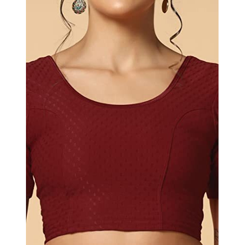 Toplot Cotton Blend Lycra Stretchable Readymade Blouses Pack Of 2 (Combo-5058-Gre-Mrn-44) Green-Maroon