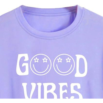 Toplot Text Printed Round Neck Crop Top For Women (Vibes-Crop-Top-5202-Purple-L)