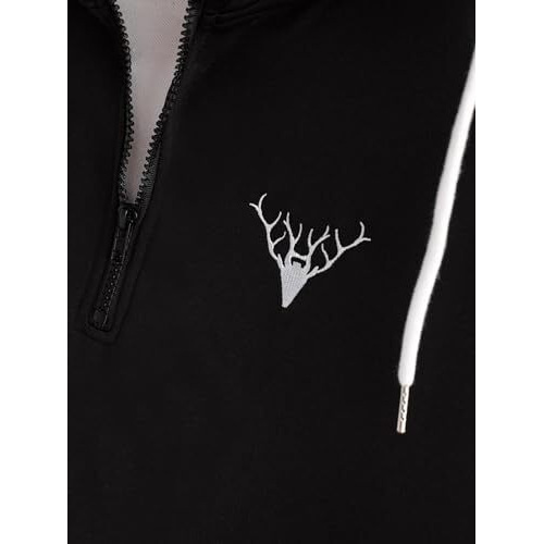 Toplot Men's Woolen Blend Solid Hoodie With Hooded Neck (Zip-Hoodie-5146-Black-S)