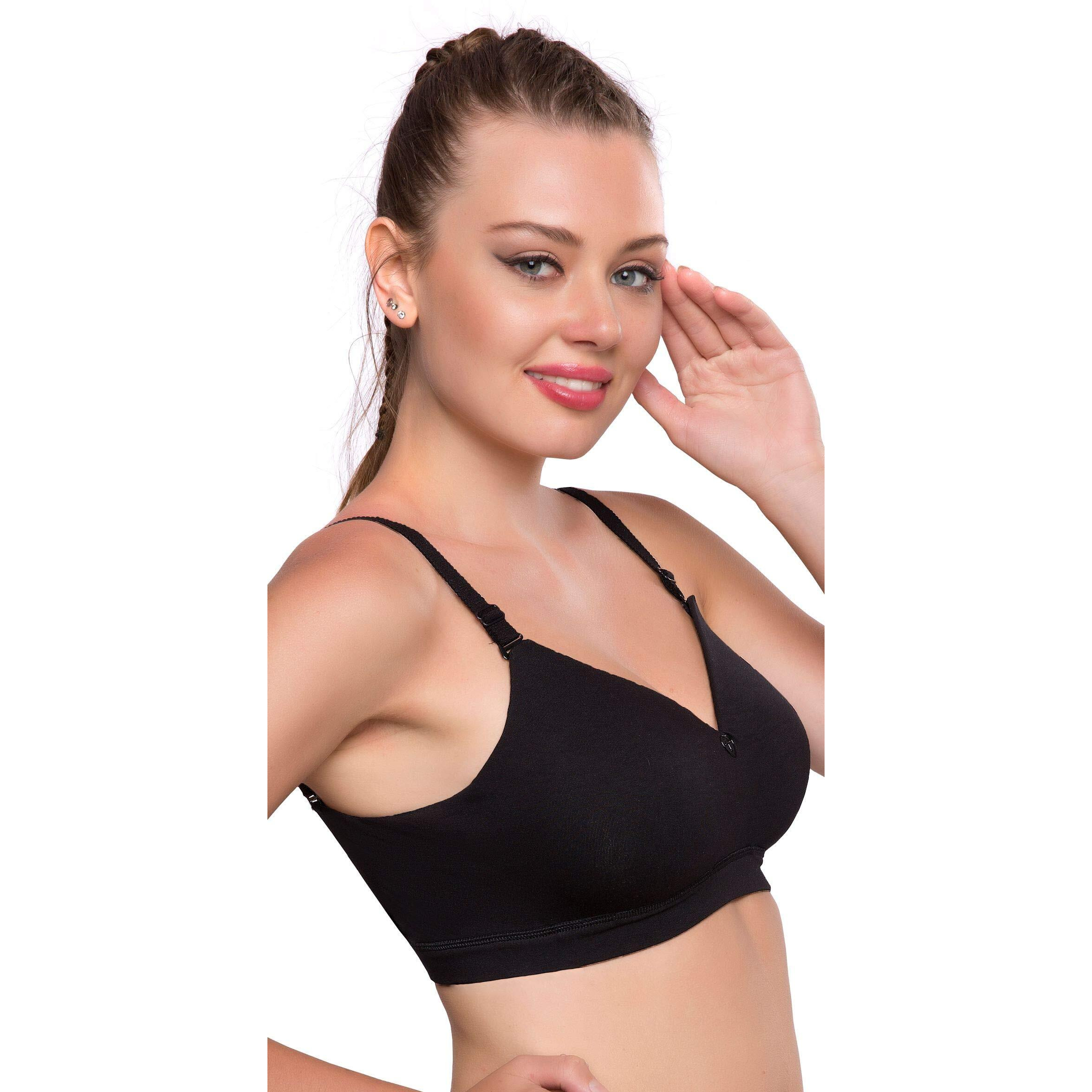 Trylo Women's Non-Wired Bra (Bestie_Black_34D)