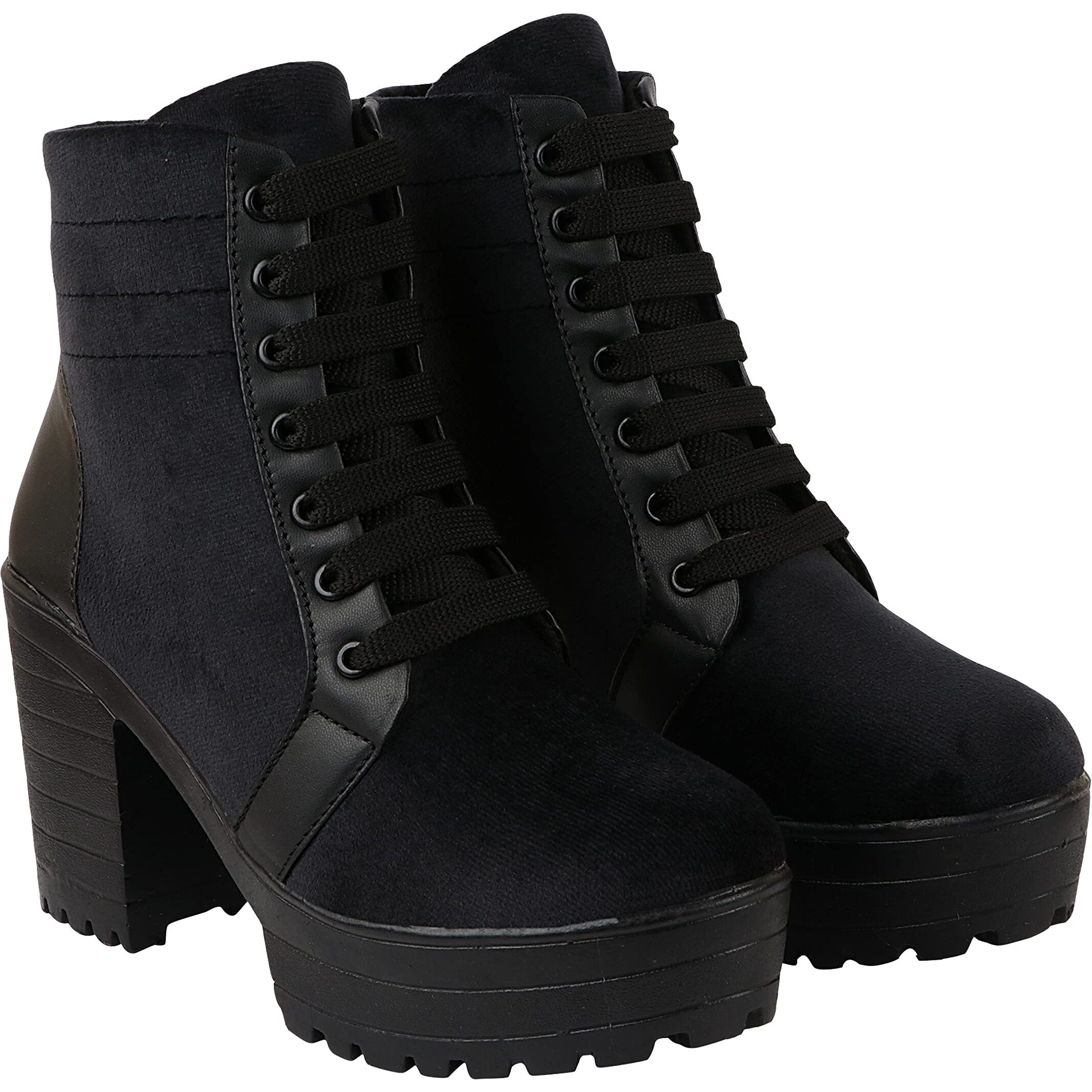 Shoetopia Black Girls Solid Mid Top Heeled Boots