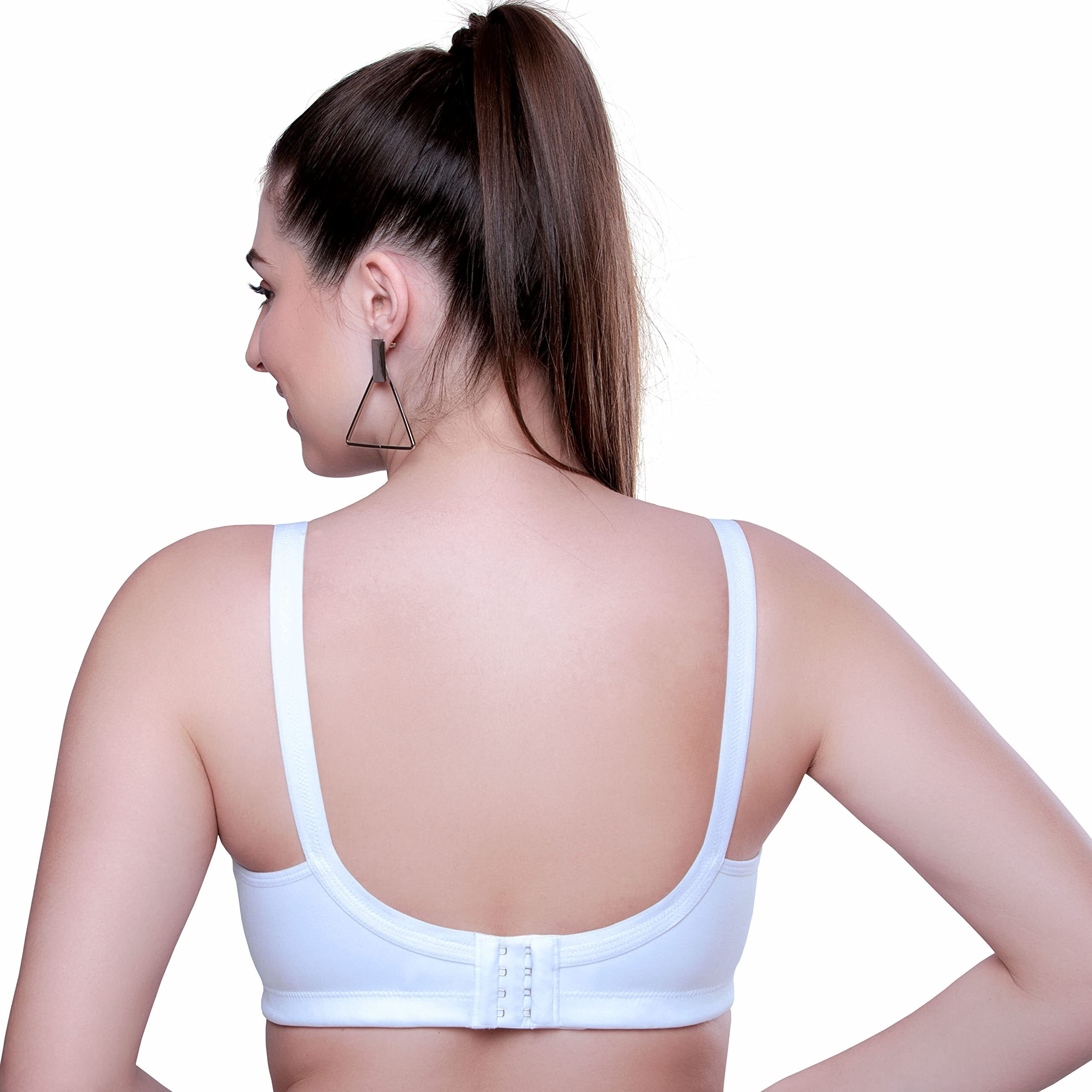 Trylo Riza Superfit Women's Non Wired Non Padded Dual Layered Premium Fabric Bra Available In D/E/F Cups, Available In Rose Gold/Dove/Ebony/Sapphire & Ruby Color (38, Dove, 38)